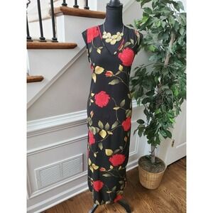 Units Women Black Floral V Neck casual Maxi Dress
